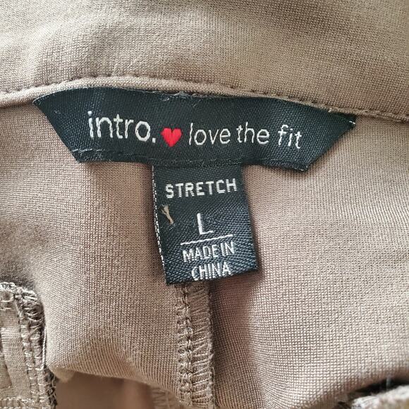 Intro Love The Fit Stretch Tan Career Straight Let Pants Size L - Picture 6 of 8